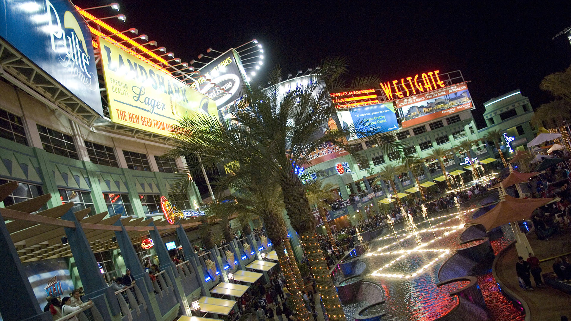 Massage therapists in Glendale, Arizona near Westgate Entertainment District at night
