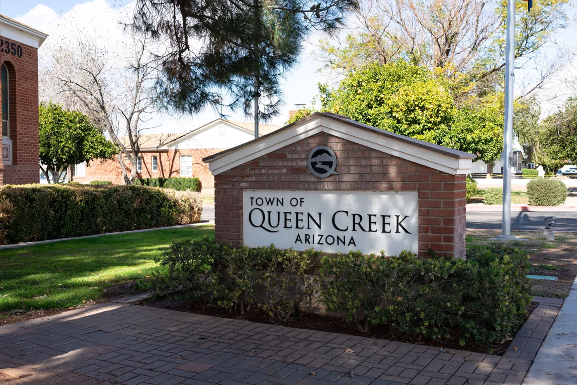 Town of Queen Creek Arizona welcome sign Town of Queen Creek Arizona sign representing the local area served by licensed massage therapists