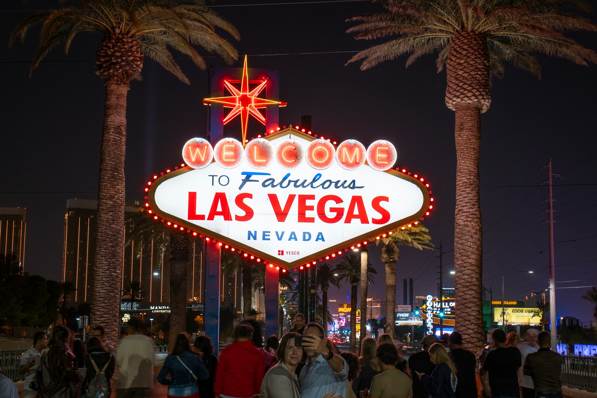Welcome to Fabulous Las Vegas sign illuminated at night